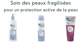 gamme de produits Hartmann pour le soins des peaux fragilisées - de la toilette au soin des personnes portant des changes/couches